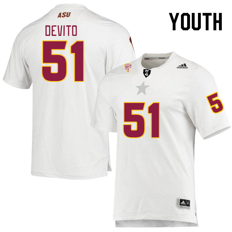 Youth #51 Dylan DeVito Arizona State Sun Devils College Football Jerseys Stitched Sale-White